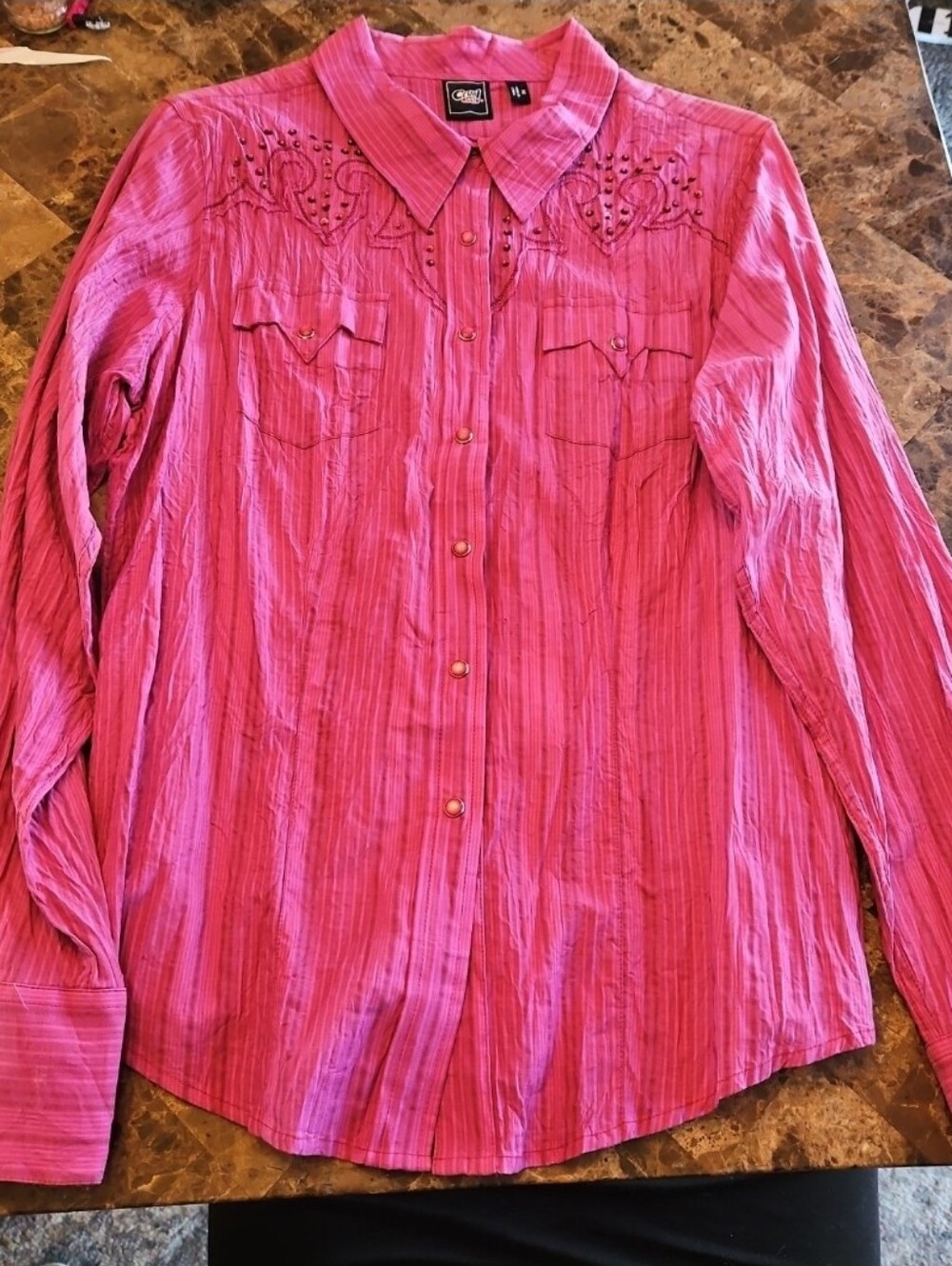 Cruel GIRL Hardware Pink Western Button-Up Shirt